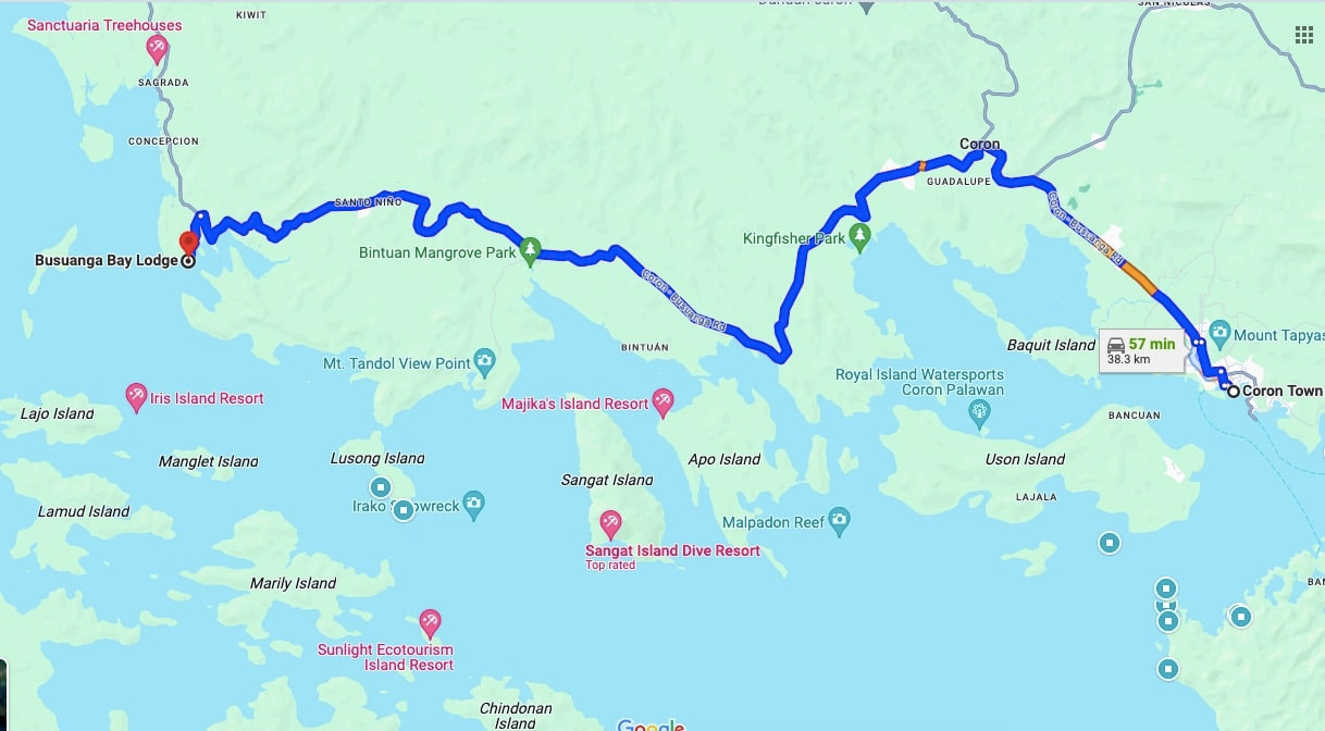 busuanga bay lodge map