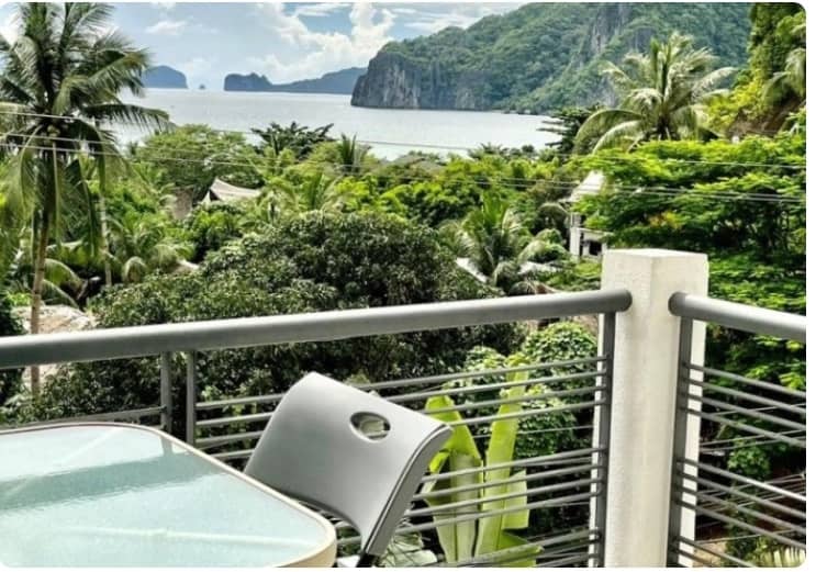 balcony of El NIdo hotel 1, Palawan boat tours