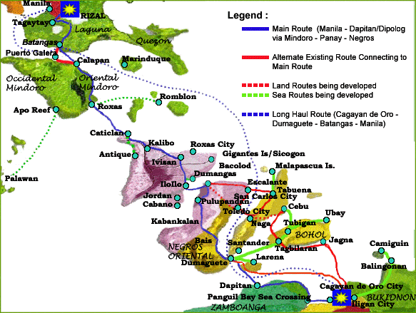 Map of the Philippines showing railway routes, perfect for planning island hopping or expeditions across cities and islands.