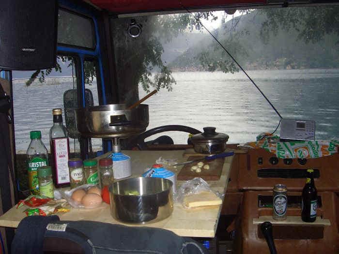 cooking in the caravan kitchen